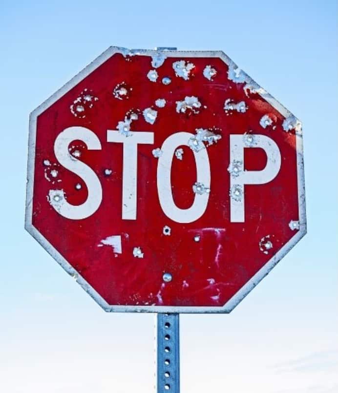 Shot Up Stop Sign